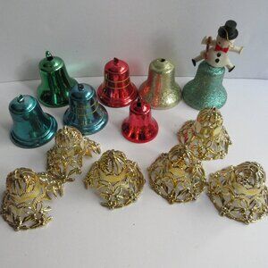 13 Bradford Unbreakable Filigree Plastic Bells Filagree Christmas Ornaments READ